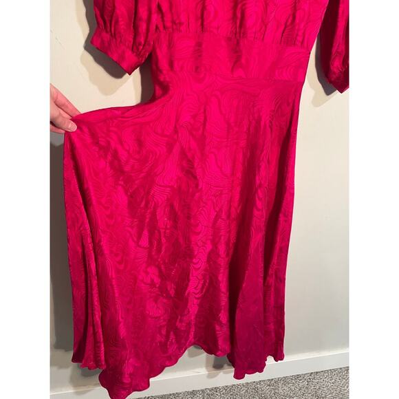 Vintage Argenti Hot Pink 100% Silk Midi Dress Size 8 - Picture 3 of 10